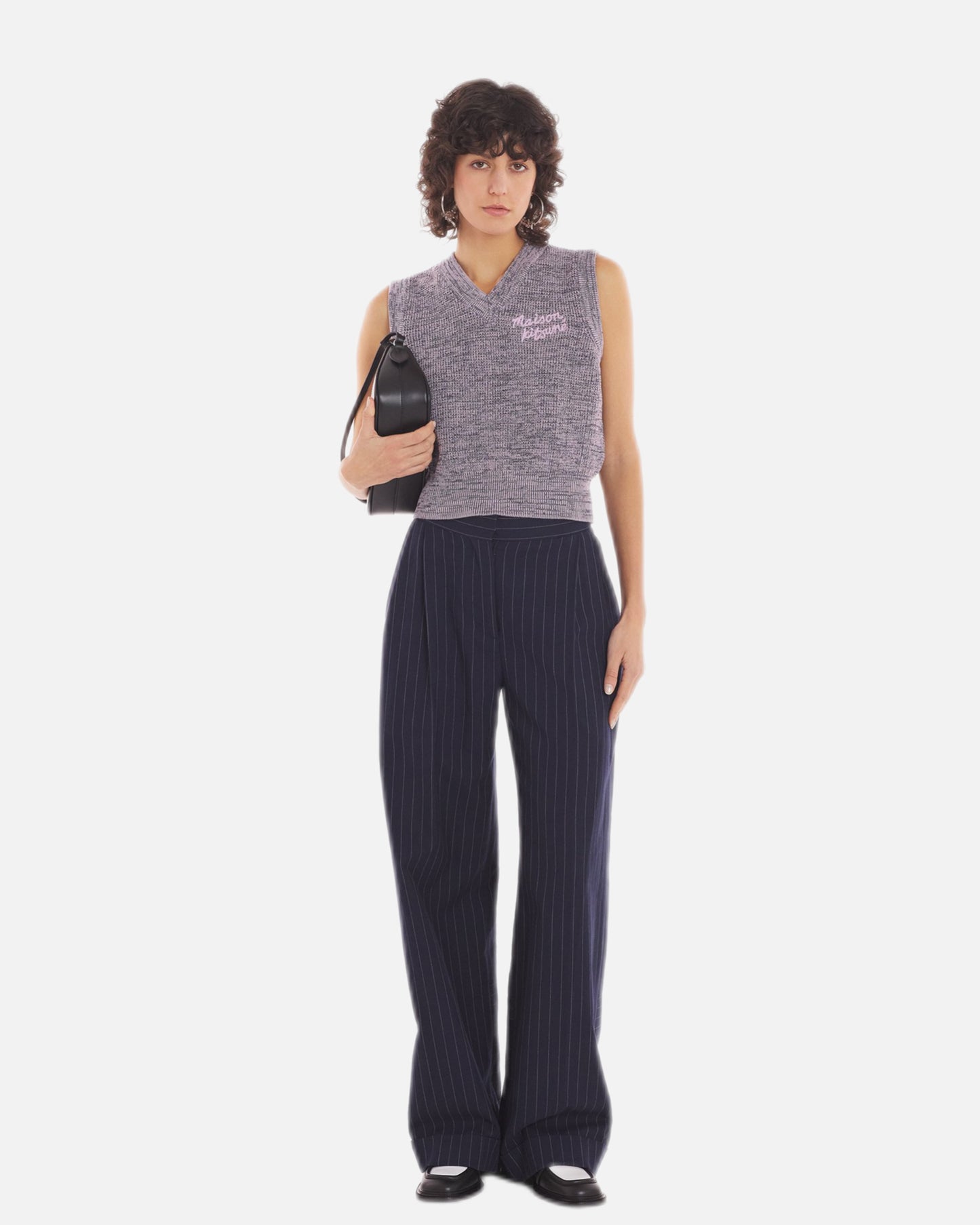 MAISON KITSUNE HANDWRITING CROPPED VEST (LILAC MELANGE)