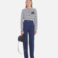 FOX HEAD INTARSIA CROPPED STRIPED CARDIGAN (DEEP NAVY/OFF-WHITE STRIPES)