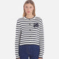 FOX HEAD INTARSIA CROPPED STRIPED CARDIGAN (DEEP NAVY/OFF-WHITE STRIPES)