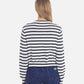 FOX HEAD INTARSIA CROPPED STRIPED CARDIGAN (DEEP NAVY/OFF-WHITE STRIPES)