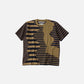 STRIPE PATCHWORK T-SHIRT (NAVY/BROWN)