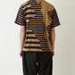 STRIPE PATCHWORK T-SHIRT (NAVY/BROWN)