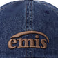 WASHED DENIM BALL CAP (BLUE/BROWN)