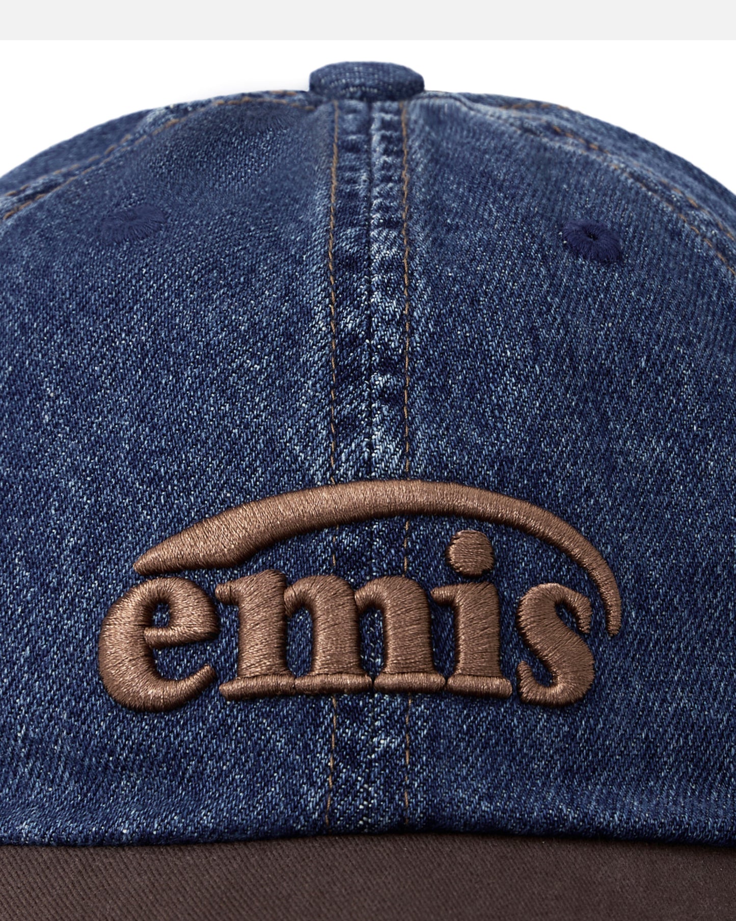 WASHED DENIM BALL CAP (BLUE/BROWN)