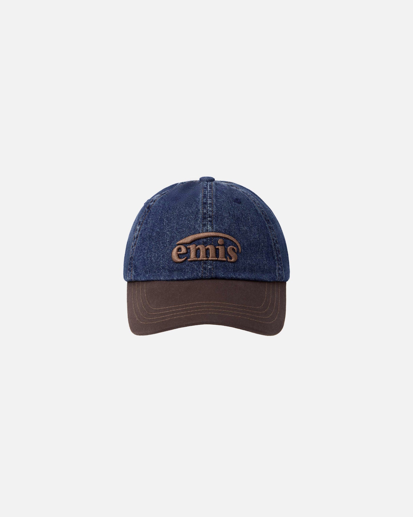 WASHED DENIM BALL CAP (BLUE/BROWN)