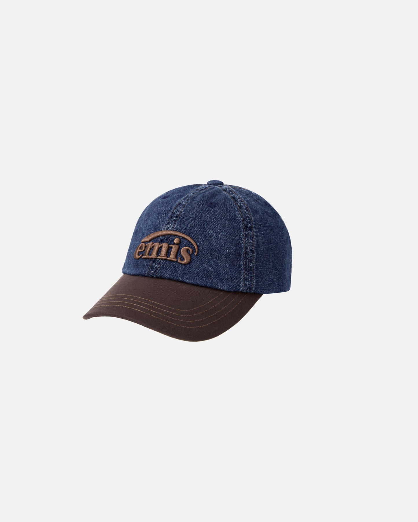 WASHED DENIM BALL CAP (BLUE/BROWN)