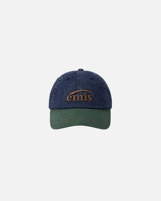 WASHED DENIM BALL CAP (BLUE/GREEN)