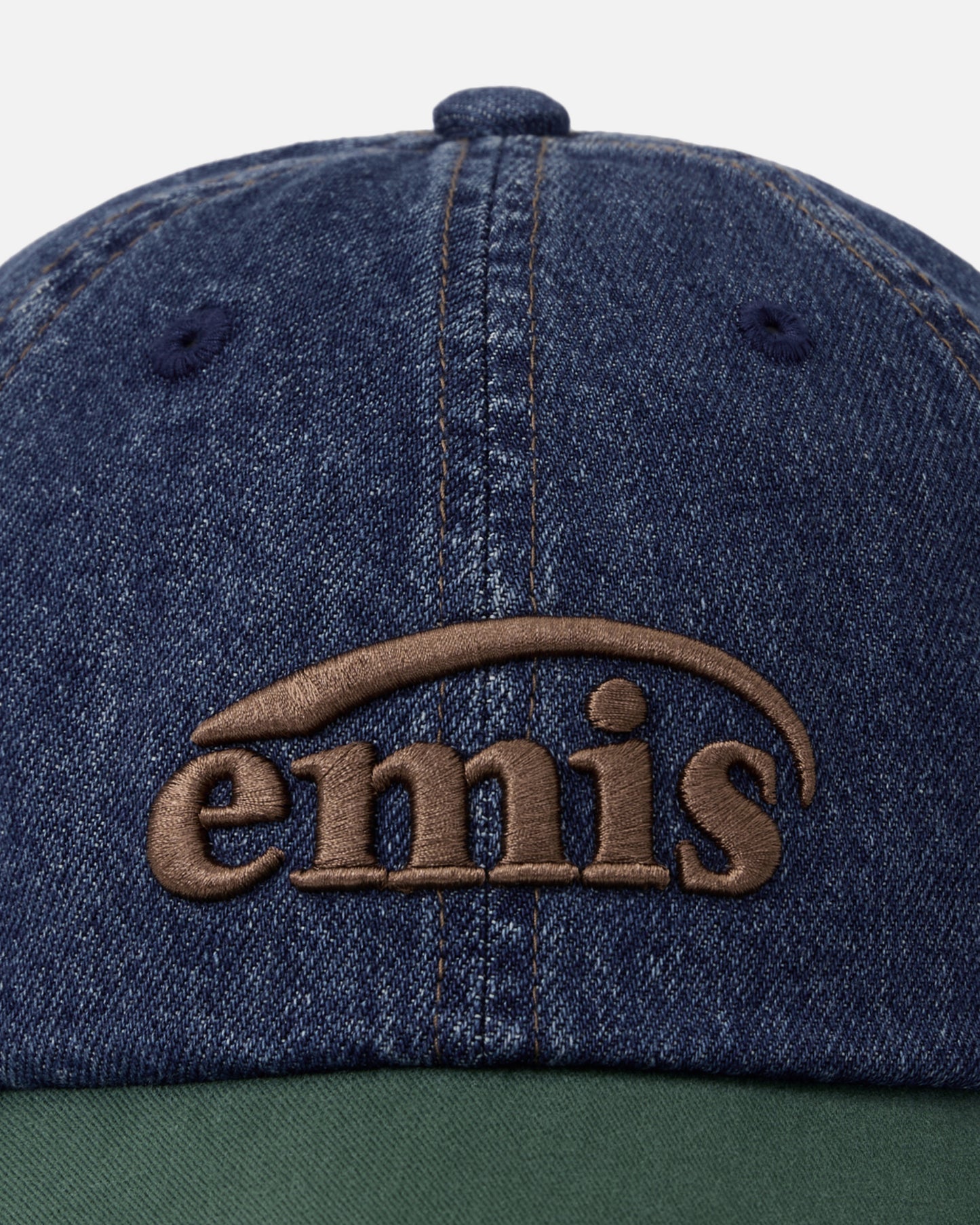 WASHED DENIM BALL CAP (BLUE/GREEN)