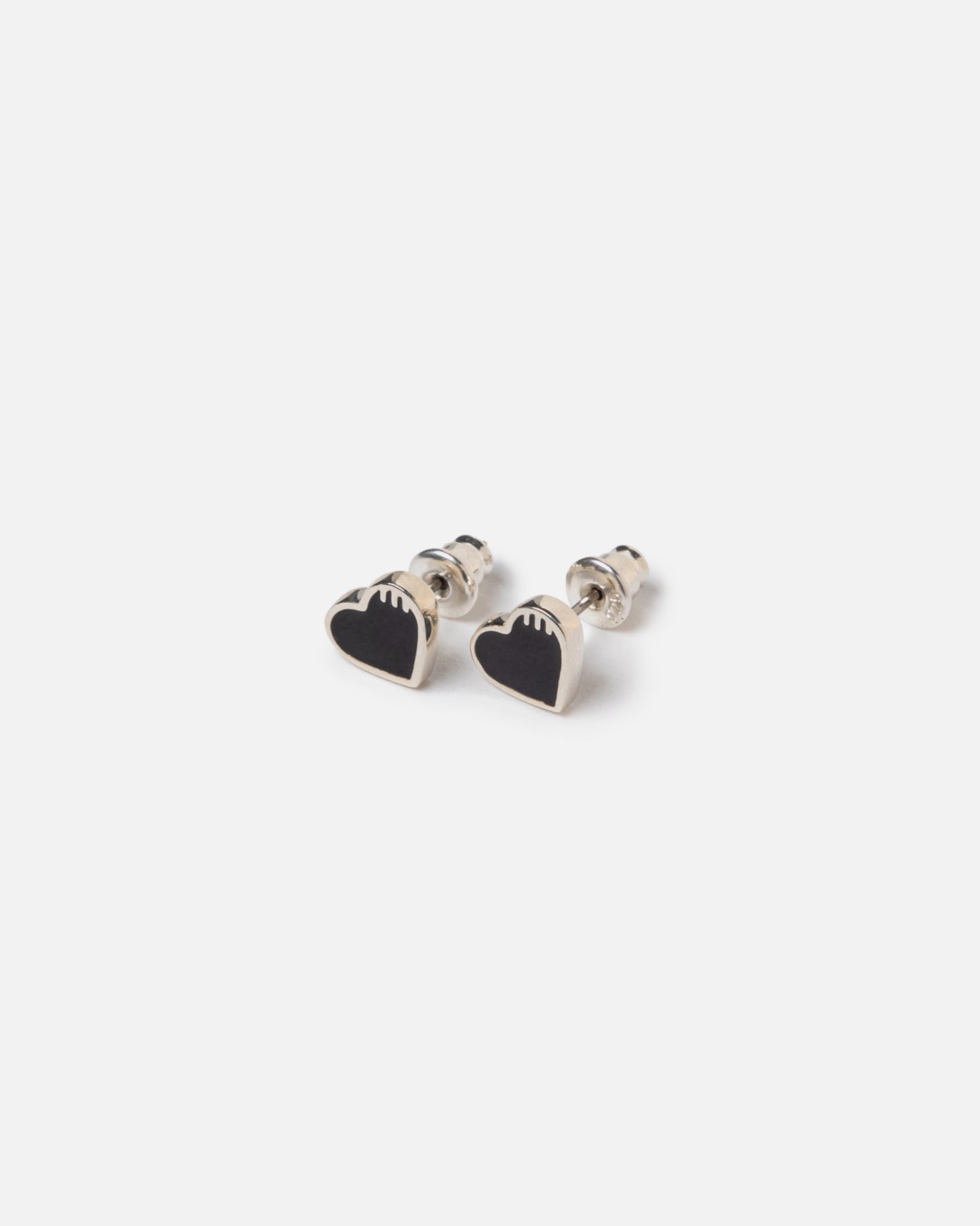 HEART SILVER EARRING (BLACK)