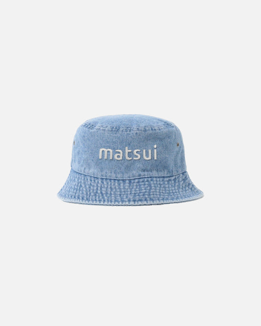 EMB LOGO BUCKET HAT (WASHED DENIM)